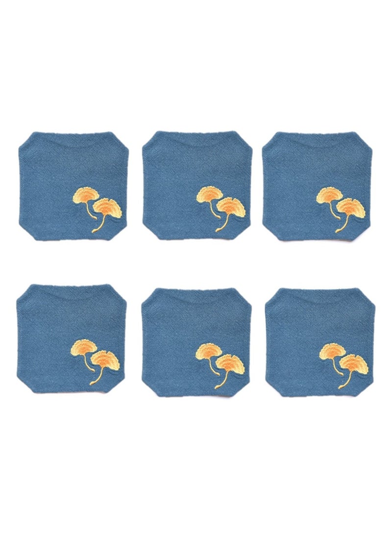 Y&D Chinese Style Cotton Linen Retro Water Absorbing Double Layer Thickened Cup Holder Fabric Embroidered Tea Cup Pad Fabric Art Cup Pad  - Image 1