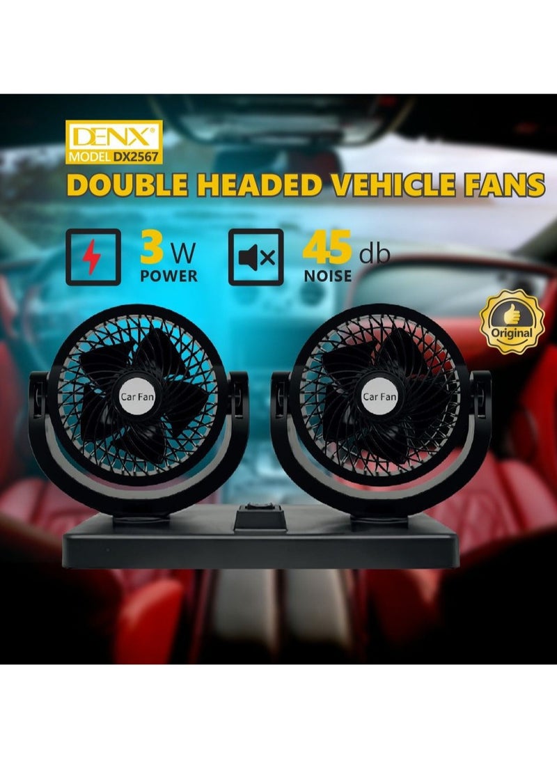 Denx Double Headed Vehicle Fan-3Watt - Image 2