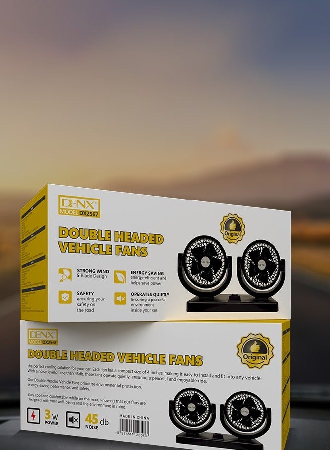 Denx Double Headed Vehicle Fan-3Watt - Image 4