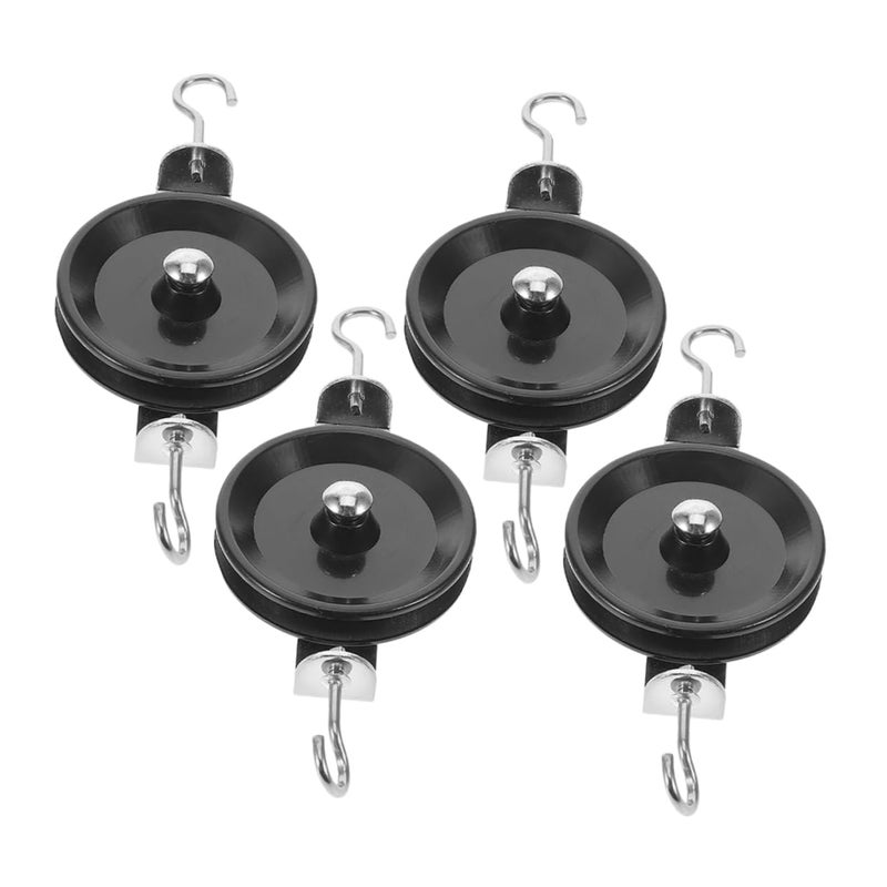 4Pcs Heavy Duty Rope Pulley Block Kit with Steel Hook for Physics Mechanics School Experiment - Image 2
