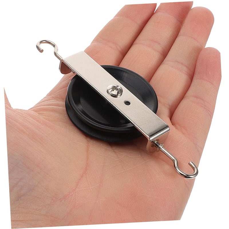 4Pcs Heavy Duty Rope Pulley Block Kit with Steel Hook for Physics Mechanics School Experiment - Image 4
