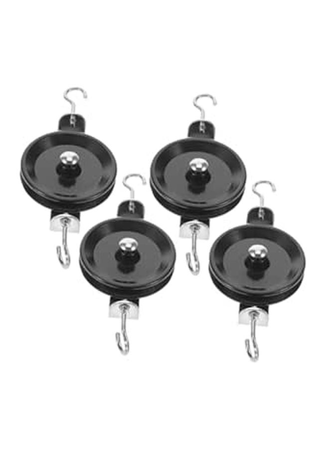 4Pcs Heavy Duty Rope Pulley Block Kit with Steel Hook for Physics Mechanics School Experiment - Image 1