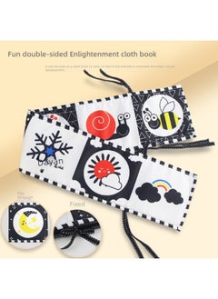 Generic Bed Circumference Haha Mirror Cloth Book Baby Early Education Black Red White Double-sided Cloth Book Baby Stereo Cognitive Cloth Book Toy-Color:Animals + Insects (with Teether)  - Image 2