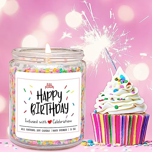 Homsolver Happy Birthday Gifts for Women Unique, Vanilla Cream Scent with Sprinkles Candy Birthday Candles for Her, Handmade Aromatherapy Candle Decor - Image 4
