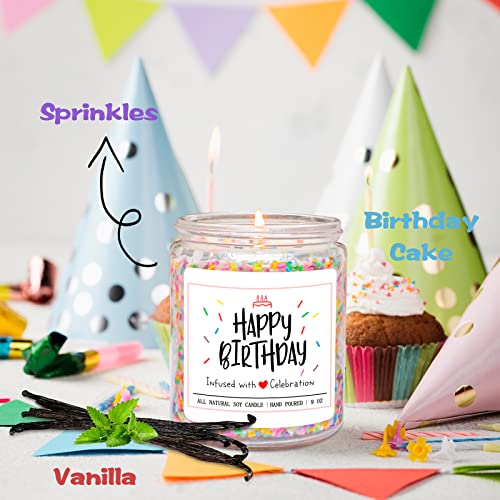 Homsolver Happy Birthday Gifts for Women Unique, Vanilla Cream Scent with Sprinkles Candy Birthday Candles for Her, Handmade Aromatherapy Candle Decor - Image 3