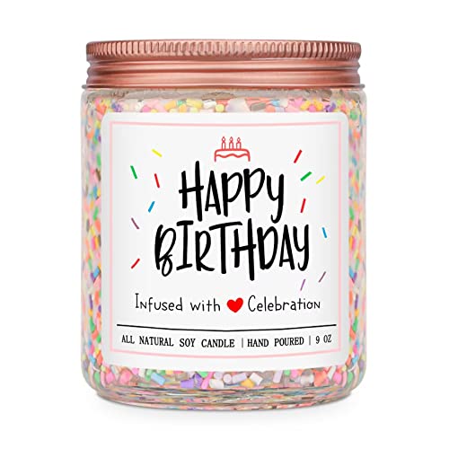 Homsolver Happy Birthday Gifts for Women Unique, Vanilla Cream Scent with Sprinkles Candy Birthday Candles for Her, Handmade Aromatherapy Candle Decor - Image 1