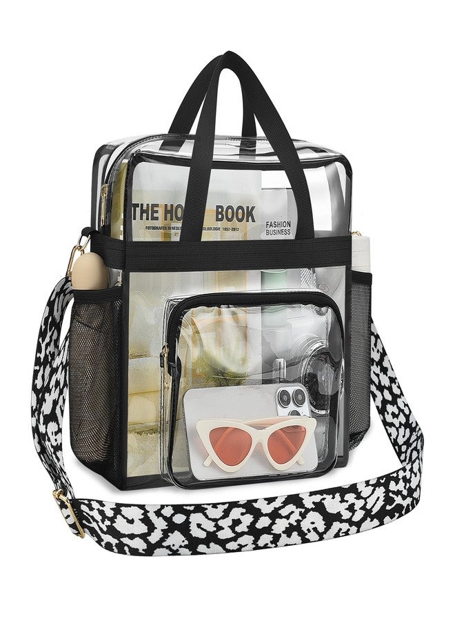 Bagenius Clear Tote Bag Stadium Approved, 12x6x12 Game Day Clear Satchel Bag with Shoulder Strap for Concert Work and Sports, Cow-Strap - Image 1