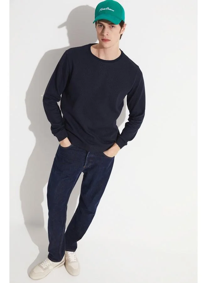 جون June Exclusive Men Textured Crew Neck Sweatshirt Navy