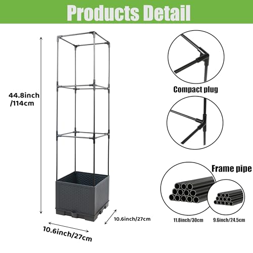 Sunnyglade 2 Pcs Raised Garden Bed Planter Box with Trellis, 44” Tomato Trellis Planter for Various Vine Climbing Plants Vegetables Detachable Frame for Outdoor Indoor Terrace - Image 2