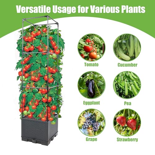 Sunnyglade 2 Pcs Raised Garden Bed Planter Box with Trellis, 44” Tomato Trellis Planter for Various Vine Climbing Plants Vegetables Detachable Frame for Outdoor Indoor Terrace - Image 4