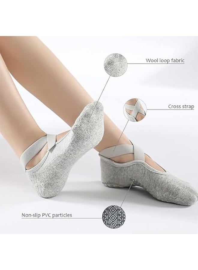 Ocean 3 Pairs Yoga Socks, Non-Slip Cotton Socks for Pilates Pure Barre Ballet Dance Socks Barefoot Workout Socks（Pink, Black, Grey） - Image 5