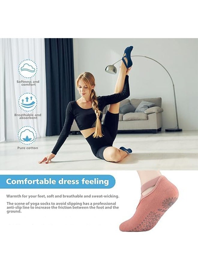 Ocean 3 Pairs Yoga Socks, Non-Slip Cotton Socks for Pilates Pure Barre Ballet Dance Socks Barefoot Workout Socks（Pink, Black, Grey） - Image 2