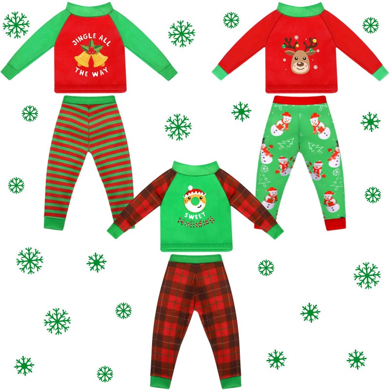 Liitrsh 6 Pcs Christmas Elf Clothes Xmas Elf Accessories Clothes Santa Elk Snowman Clothing Pajamas for Christmas Holiday DecorationStylish Style - Image 3