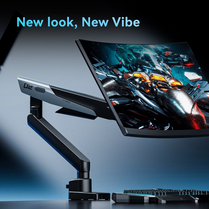 Humanex Stealth Mecha Premium Professional Gaming Monitor Arm, Single Monitor Desk Mount for 17–40″ Screens, Supports up to 12 kg, Full Motion Tilt, Swivel and 360° Screen Rotation, VESA 75×75 / 100×100, Built In Cable Management, C-Clamp and Grommet – ( Model TX02 1G – Black ) - Image 3