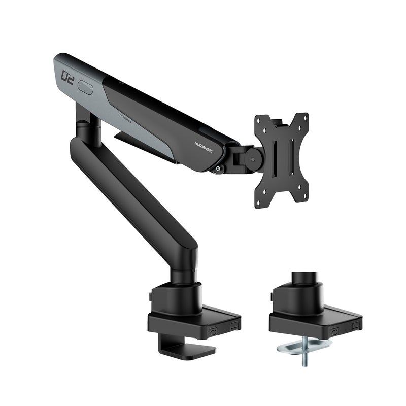 Humanex Stealth Mecha Premium Professional Gaming Monitor Arm, Single Monitor Desk Mount for 17–40″ Screens, Supports up to 12 kg, Full Motion Tilt, Swivel and 360° Screen Rotation, VESA 75×75 / 100×100, Built In Cable Management, C-Clamp and Grommet – ( Model TX02 1G – Black ) - Image 1