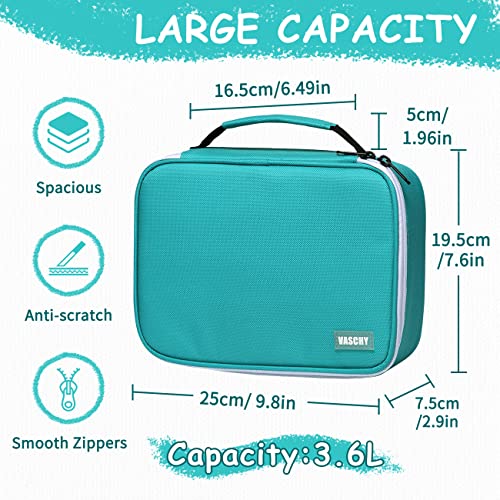 VASCHY Large Pencil Case, Art Color Pencils Pouch with Detachable Layers Multiple Zip Pockets for School Office Stationary Organization Turq - Image 2