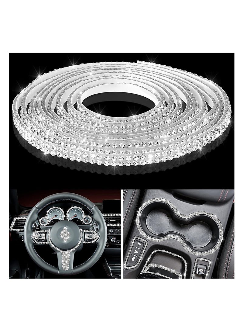 KASTWAVE Bling Car Trim Self Adhesive Bling Car Interior Exterior Accessories for Women Car Dashboard Decorations Rhinestone Car Accessories Bling Stickers for Car Ornaments 5m White - Image 1