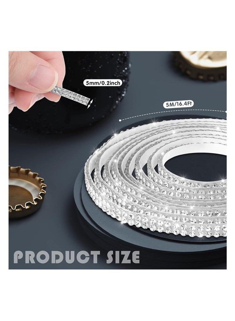 KASTWAVE Bling Car Trim Self Adhesive Bling Car Interior Exterior Accessories for Women Car Dashboard Decorations Rhinestone Car Accessories Bling Stickers for Car Ornaments 5m White - Image 2