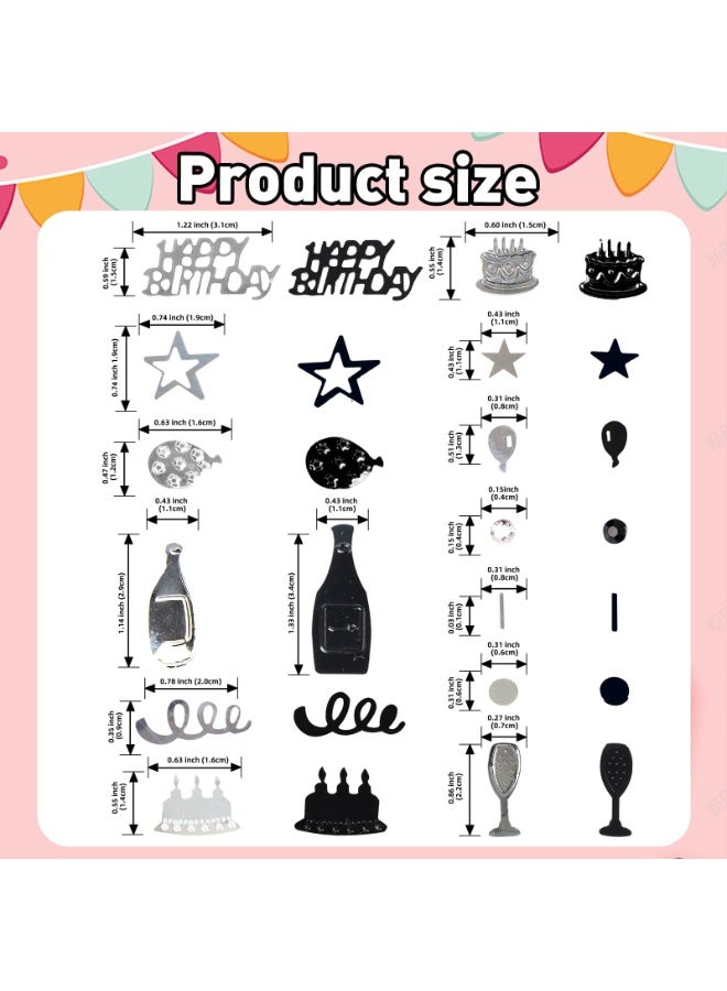 Silver and Black Happy Birthday Confetti, 3000 Pcs Birthday Cake Table Metallic Foil Confetti Party Table Decor for Party, Baby Shower, DIY Arts and Crafting - Image 2