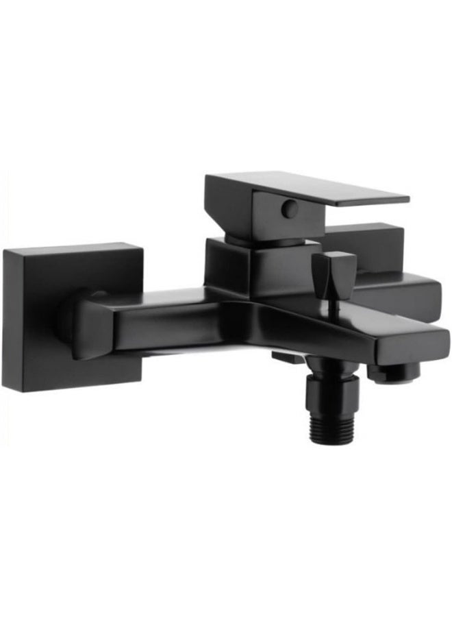 Biella Matte Black Single Lever Wall Mount Bathroom Shower Faucet - Bathtub Hot Cold Mixer Tap Shower Mixer With Handheld Shower Head - Image 1