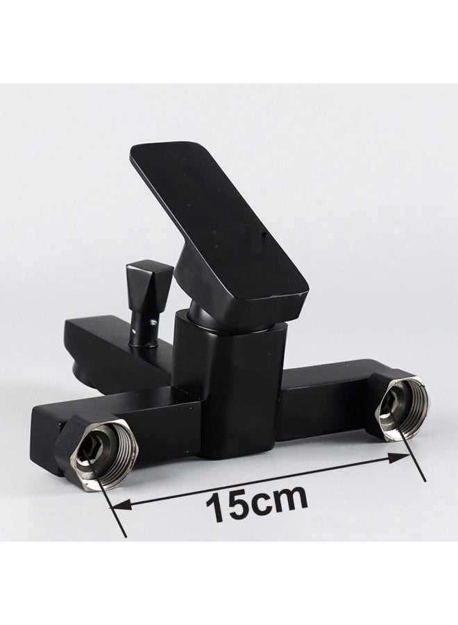 Biella Matte Black Single Lever Wall Mount Bathroom Shower Faucet - Bathtub Hot Cold Mixer Tap Shower Mixer With Handheld Shower Head - Image 2