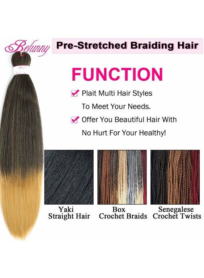 Befunny Braiding Hair,8 Packs 24 Inch Pre Stretched Braiding Hair - Professional Ombre Two Tone Prestretched Hair For Knotless Braiding Crochet Braids Hair, Yaki Straight Synthetic Hair (24", T1B/27#) - Image 4