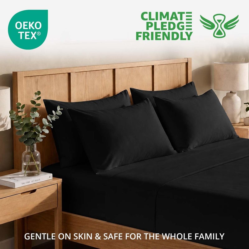 MOONLIGHT20015 Moonlight Bedding Black Pillow Cases 2 Pack (50 x 75cm) Microfibre - Image 5