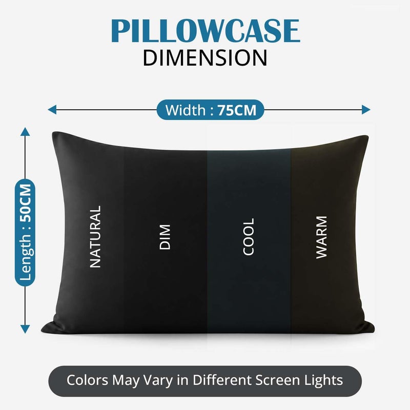 MOONLIGHT20015 Moonlight Bedding Black Pillow Cases 2 Pack (50 x 75cm) Microfibre - Image 4