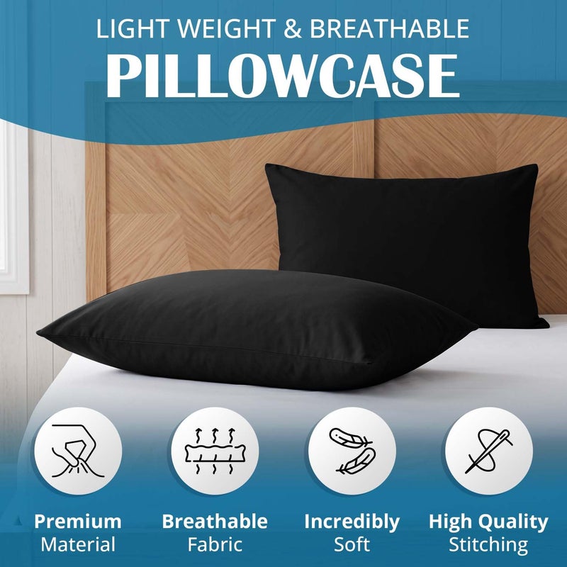 MOONLIGHT20015 Moonlight Bedding Black Pillow Cases 2 Pack (50 x 75cm) Microfibre - Image 3