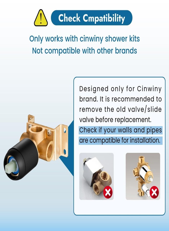Cinwiny Bathroom Shower Faucet Set,Shower Head and Handle Set with Shower-Valve,Single Handle,Wall Mount 8 Inch Showerhead,Matte Black - Image 2
