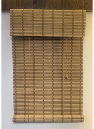 Natural bamboo blinds  Basic beige color with interwoven colors Easy to install Installation tools included