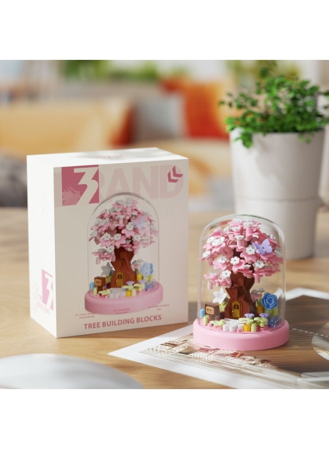 Spring Cherry Blossom Tree House Bonsai Tree House Building Toy Flowers Set Ideas Building Blocks Complete with Dust Cover - Image 1