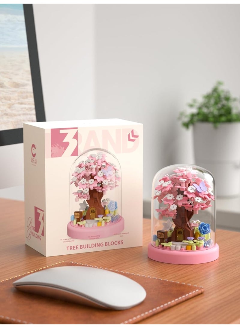 Spring Cherry Blossom Tree House Bonsai Tree House Building Toy Flowers Set Ideas Building Blocks Complete with Dust Cover - Image 3