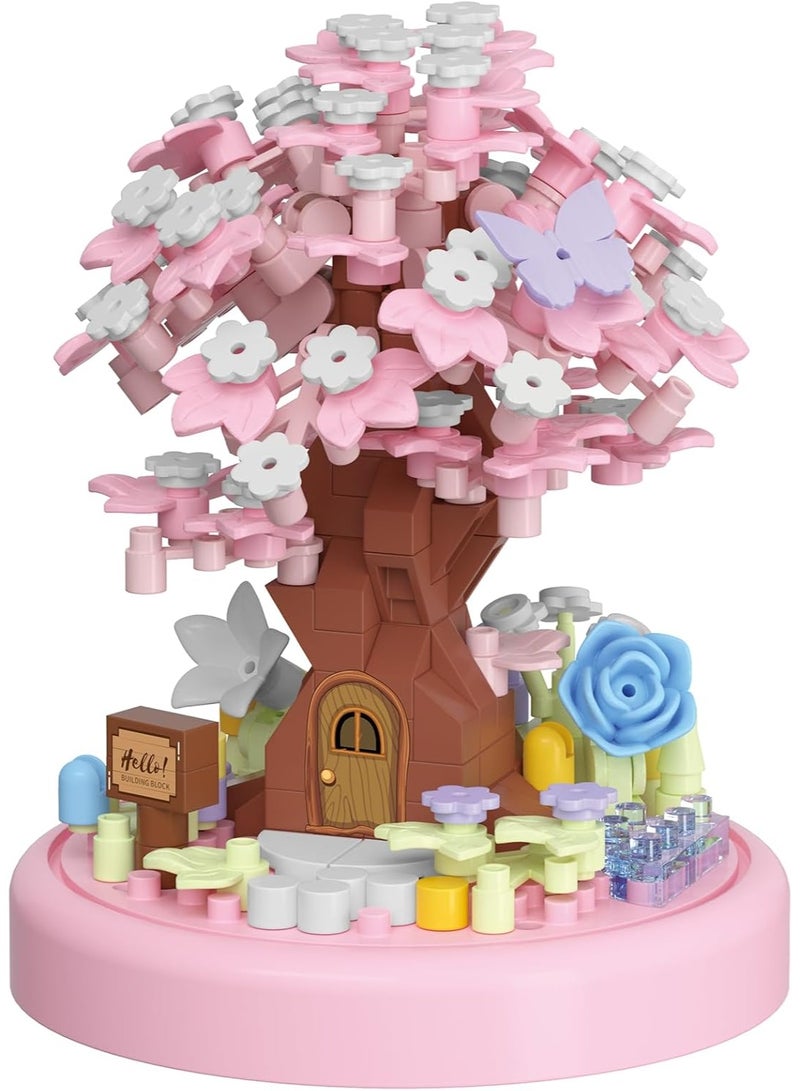 Spring Cherry Blossom Tree House Bonsai Tree House Building Toy Flowers Set Ideas Building Blocks Complete with Dust Cover - Image 2