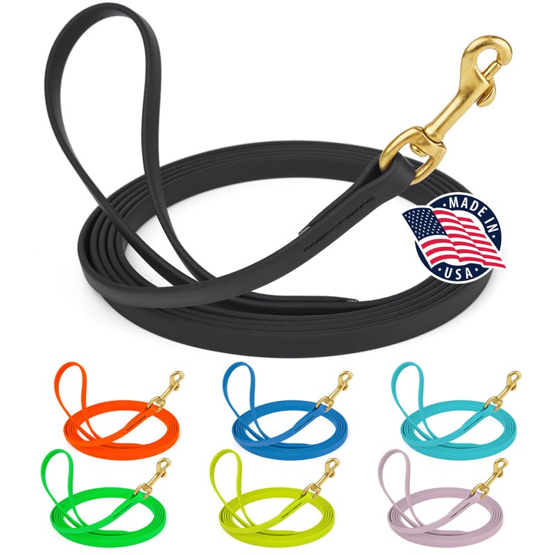 Viper Biothane Working Tracking Lead Leash Long Line for Dogs, Black 1/2" x 15ft - Image 1