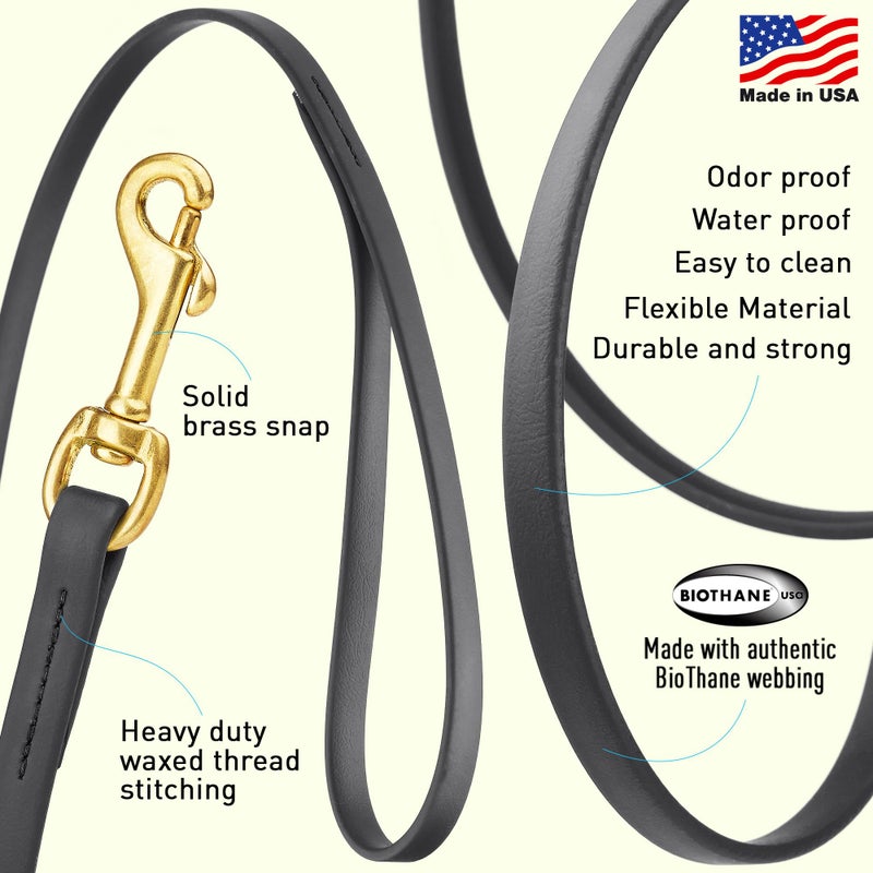 Viper Biothane Working Tracking Lead Leash Long Line for Dogs, Black 1/2" x 15ft - Image 2