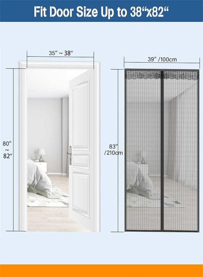 Magnetic Screen Door, 100x210cm Mesh Magnetic Screen Door with Powerful Magnets and Frame Magic Tape,Magnetic Door Curtain for Balcony, Living Room, Children's Room, Black  - Image 2