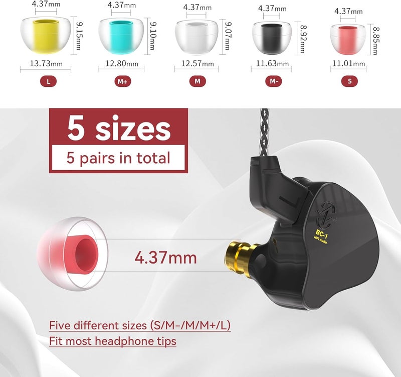 Kinboofi 5 أزواج من أطراف أذن KBEAR 07، أطراف أذن سيليكون للأذن لمنتجات KZ ZST ZS10 PRO AS10 ZSN ZSN ZSN PRO X ZSN PRO للسماعات - Image 2