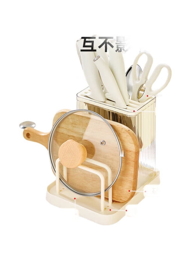 COOKER KING Chuidahuang Knife Holder Storage Rack, Cream-Colored Multifunctional Cutting Board Rack, Chopstick Cage, All-In Knife Storage Rack, Chopsticks And Cutting Board Rack - Image 2