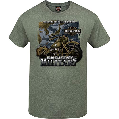 HARLEY DAVIDSON هارلي-ديفيدسون العسكرية، جولة المحيط الهادئ الحصرية، تي شيرت للرجال برخصة علامة H-D، L (كبير) - Image 1