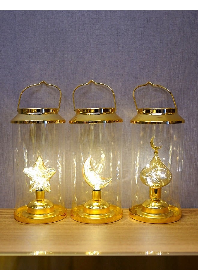 Super ZYouth Ramadan Decor Lantern, Glass Lantern Night Light, Retro Camping Lantern Soft Light Lightweight, for Party Festival - Image 1