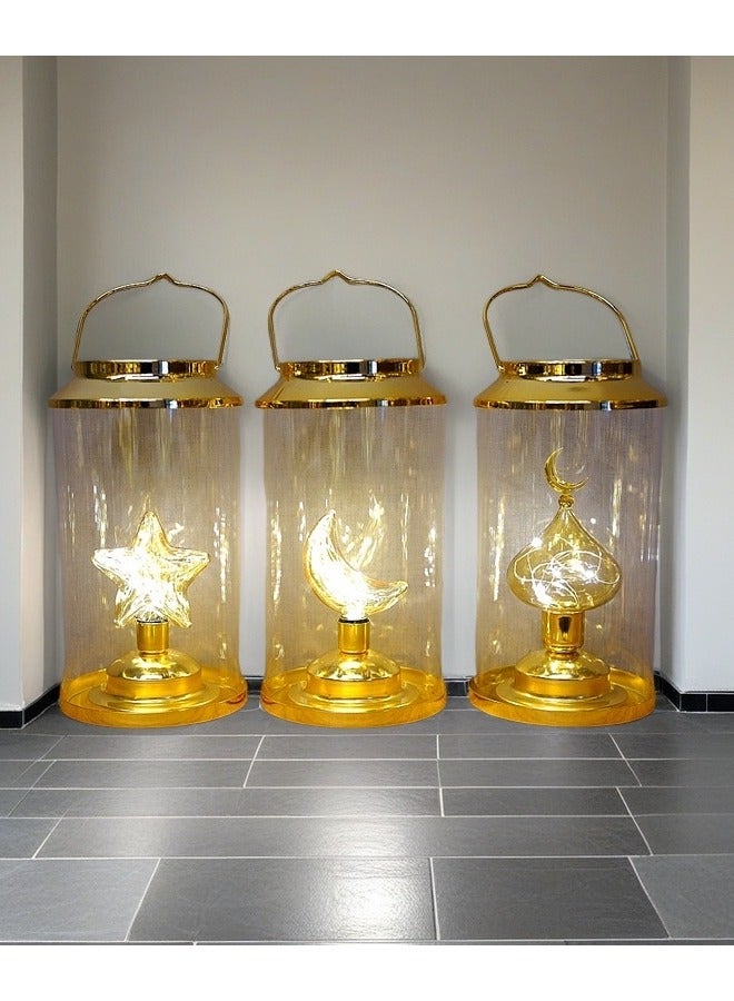 Super ZYouth Ramadan Decor Lantern, Glass Lantern Night Light, Retro Camping Lantern Soft Light Lightweight, for Party Festival - Image 3