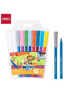 Deli Deli EC167 Magic Felt Pen Set – 16 Colors + 2 Color Changers, Magical Color-Changing Effect, Non-Toxic, Ideal for Kids' Drawing and Coloring.  - Image 1