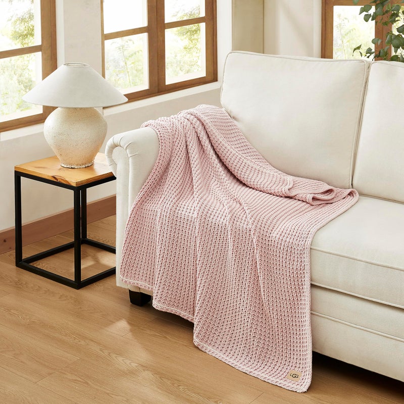 UGG 38816 Luna Luxurious Textured Knit Cotton Blanket Silky Soft Reversible Cozy Oversized Throw Blanket Machine Washable Warm Stylish Accent Throw for Any Room Decor, 50 x 70-Inch, Quartz - Image 5