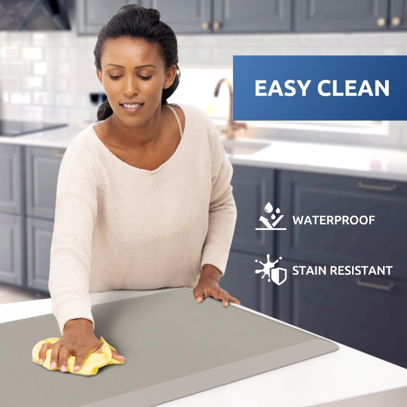 KitchenClouds Kitchen Mat Cushioned Anti Fatigue Kitchen Rug 17.3"x60" Water Resistant Non Slip Kitchen Rugs and Mats Standing Desk Mat Comfort Floor Mats for Kitchen House Sink Office (Khaki) - Image 3