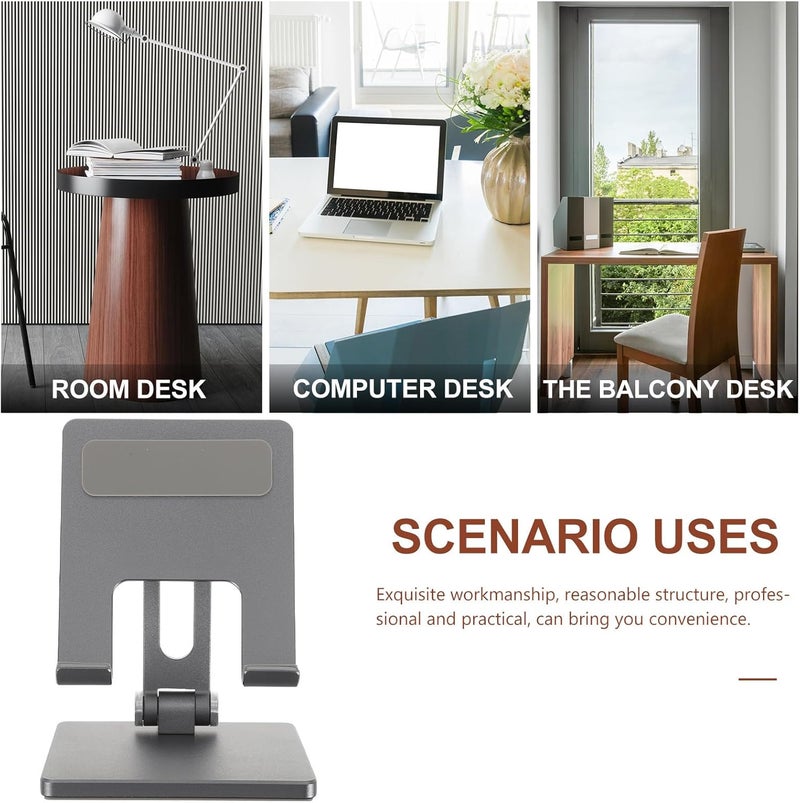 DOITOOL Adjustable Foldable Desktop Tablet Stand Compact Holder for Tablets Multi-Angle Stable Desk Mount in Space Gray Portable Bracket for Home and Office Use - Image 3
