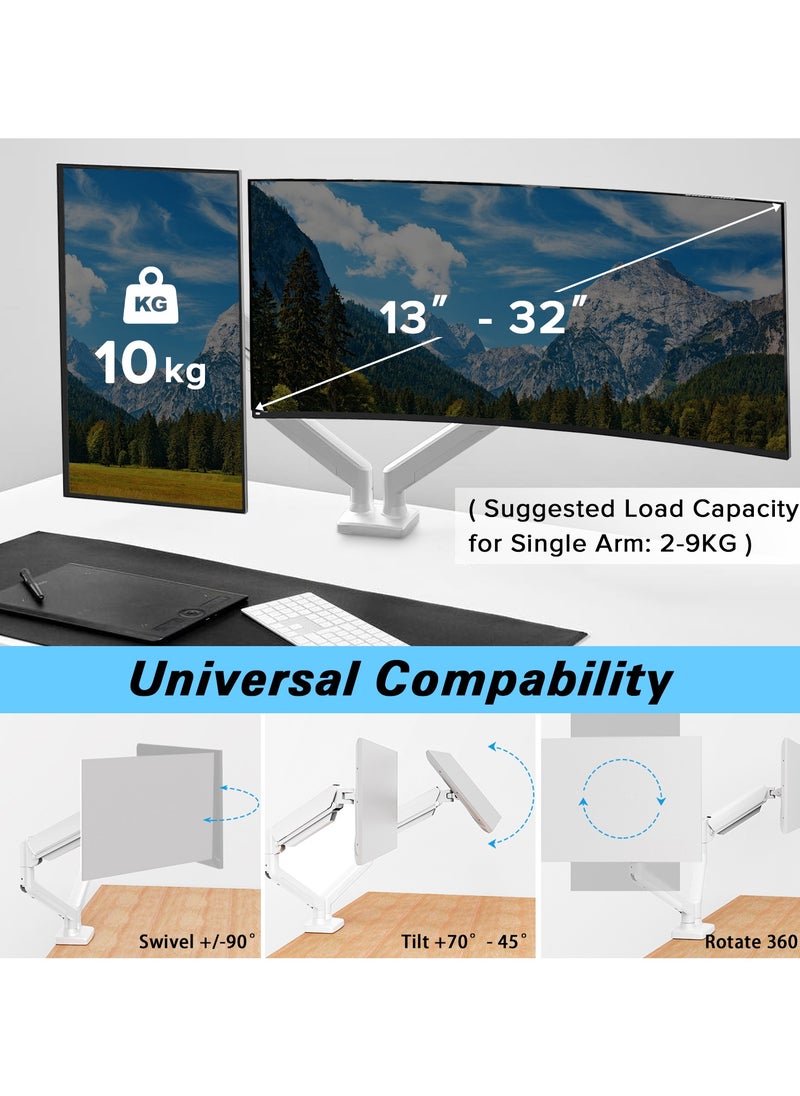Yakiter - Dual Monitor Stand, Easy to Install Gas Spring Wall Mounted Desktop Stand - Image 1
