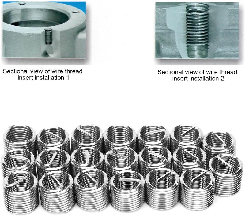 Hyuduo 20 PCS Helicoil Metric Thread Sleeves, M14 x 1.25, Stainless Steel Wire Thread Sheaths with Different Lengths (42mm) - Image 2
