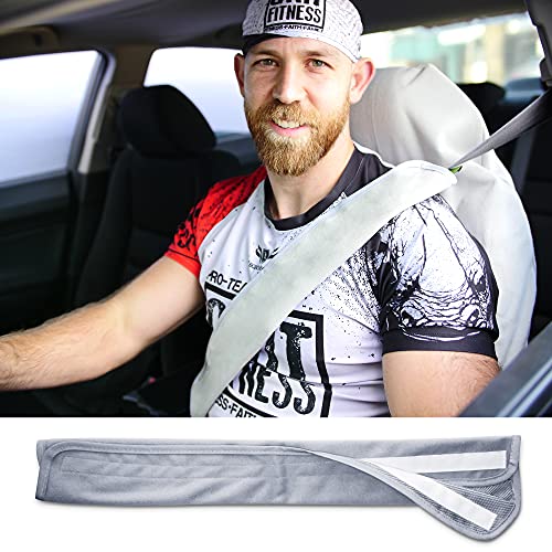 Waterproof SeatShield Seatbelt Covers - Removable Car Seat Belt Cover for Women, Men, Kids - Gray 20 in Long Waterproof Seat Belt Cushion with Protection from Sweat and Odor for All Vehicles - Image 1