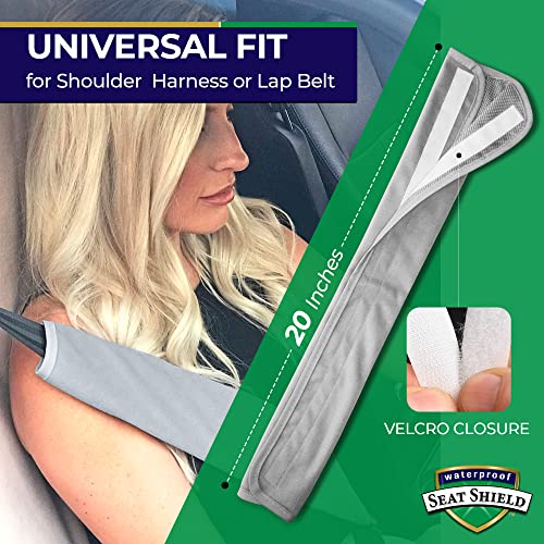 Waterproof SeatShield Seatbelt Covers - Removable Car Seat Belt Cover for Women, Men, Kids - Gray 20 in Long Waterproof Seat Belt Cushion with Protection from Sweat and Odor for All Vehicles - Image 5
